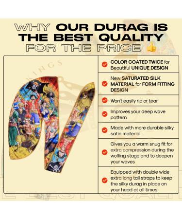 Kings Crown Limited Supply Anime Design Silky Durag with Long Tails - Satin Fabric - Buy Online on GoSupps.com