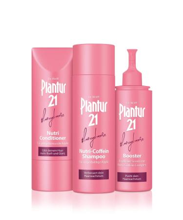 Plantur 21#Langhaire Set: Nutri-Caffein-Shampoo 200 ml + booster 125 ml + Nutri conditioner 175 ml-improves hair growth and supplies hair with caffeine and micronutrients - Buy Online on GoSupps.com