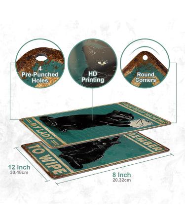Vintage Funny Black Cat Signs - Retro Bathroom Decor for Cat Lovers | Set of 2 - 8x12 Inches - Buy Online on GoSupps.com