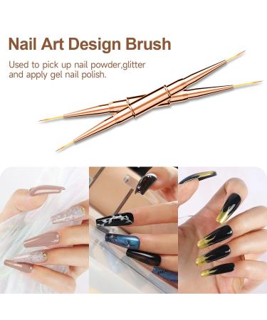YONOY 5 Pcs Double-Ended Nail Art Brushes - Rose Gold Liner Brush Set for Fine Drawing and Details - Buy Online on GoSupps.com