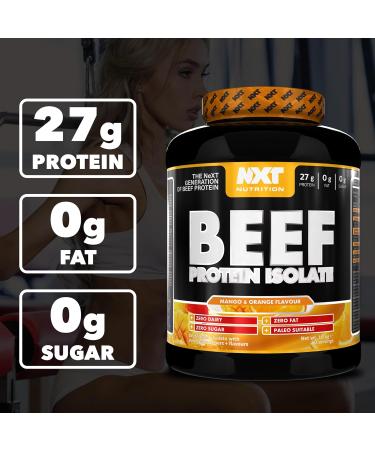 NXT Nutrition Beef Protein Isolate Powder - Mango & Orange Flavor | 1.8kg - Paleo Keto Friendly, Dairy & Gluten Free - Buy Online on GoSupps.com
