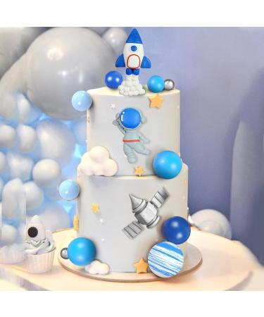 DRWATE Space Cake Toppers Outer Space Astronaut Figurines Rocket Balls and Stars Kids Space Theme Decorations for Birthday Party Supplies Baby Shower (Clay) - Buy Online on GoSupps.com