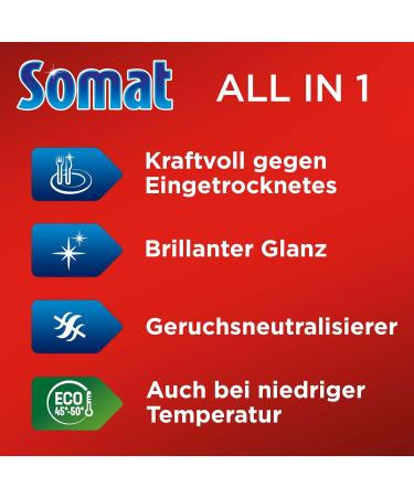 Somat All-in-1 Dishwasher Tabs (100 Tabs) - Ultimate Cleanliness & Power at Low Temperatures | International Shipping Available - Buy Online on GoSupps.com
