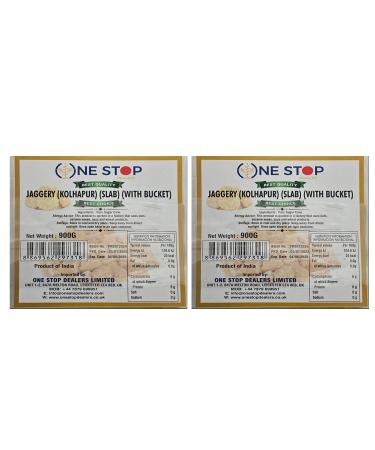 One Stop dealers Jaggery (Kolhapur) (Slab) (With Bucket) (900Gram) Pure Natural Jaggery Used In Sweet And Savoury Dishes Made From Sugar Cane (Pack of 2)