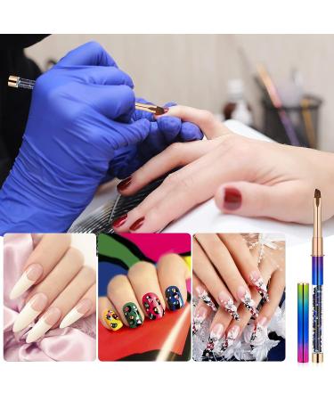 2pcs Nail Art Clean Up Brushes - Round & Angled Head Acrylic Nail Brush Pen for Women - Painting Tools for Nail Art Design & Polish Mistake Cleaning - Buy Online on GoSupps.com