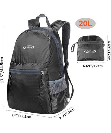 G4Free 20L Lightweight Packable Backpack - Travel Hiking Daypack - Foldable - Black - Buy Online on GoSupps.com