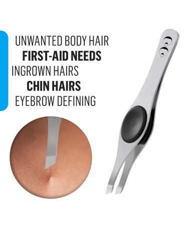 Premium Eyebrow Tweezers for Women and Men - Slant Tip Stainless Steel Tweezers with Brow Brush - Ideal for Ingrown Hair, Facial Hair, and Chin Hair Removal - Precision Brow Plucking Tool (1 pack) - Buy Online on GoSupps.com