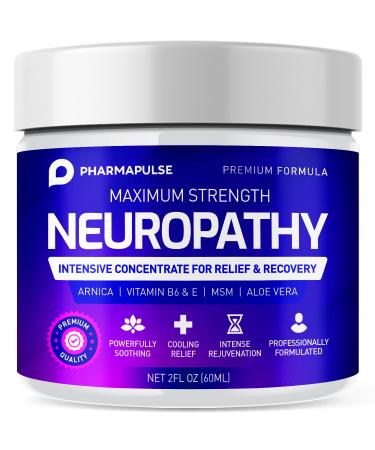 Pharmapulse Neuropathy Nerve Relief Cream  Maximum Strength Cream for Feet, Hands, Legs, Toes Includes Arnica, Vitamin B6, Aloe Vera, MSM - Scientifically Developed for Effective Relief 2oz 2 Fl Oz (Pack of 1)