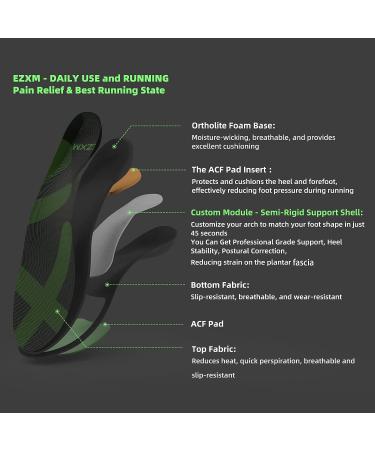 EZXM Arch Support Orthotic Custom Insoles - Plantar Fasciitis Relief - Men 9.5-10 / Women 10.5-11 - Buy Online on GoSupps.com