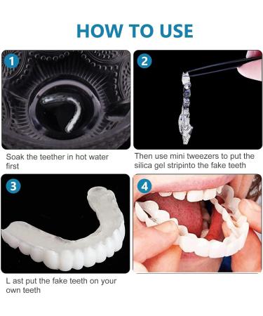 Flipped Warm Artificial Teeth Dentures - 2 Pairs of Temporary Plug-In Veneers for Brightening & Natural Look - Buy Online on GoSupps.com