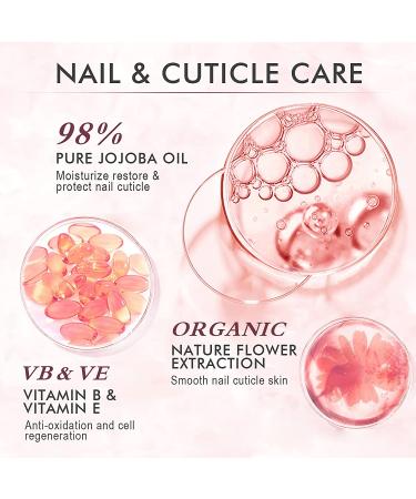 EC Nail Cuticle Oil Vitamin E + B | 100% Pure, Natural & Scented with Jojoba Bean Rose | Nourish, Soothe & Moisturize Dry Nails (0.53 oz) - Buy Online on GoSupps.com