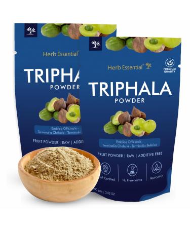 Herb Essential Organic Triphala Powder 7.05 Ounce (Amla + Haritaki + Bibhitaki) India Origin No Added Preservatives Vegan Herbal Supplement for Daily Use