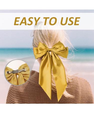 1 Piece of Long Streamer Hairpin With 1 Hair Ring and 2 Ribbon Hair Clips Bow Hair Accessories Solid Color French Hair Clips Birthday Party Accessories Simple and Versatile Hairpin (Yellow) - Buy Online on GoSupps.com
