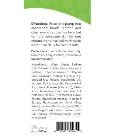 Eye Eco Age-Defying Tea Tree Cleanser - Hydrating Non-Irritating Facial & Eyelid Wash with Shea Butter & Vitamin E - Vegan & Gluten-Free - 180mL - Buy Online on GoSupps.com