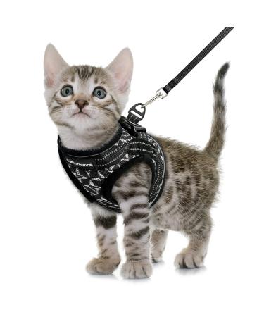 CatRomance Cat Harness and Leash, Escape Proof Kitten Harness and Leash Set for Walking S: Chest 10.5-11.5"|Weight 3.3-6.6 lbs Black