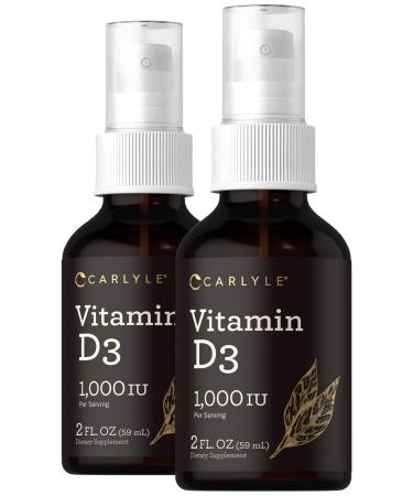 Carlyle Vitamin D3 1000IU Liquid Spray | 4 FL Oz (2 x 2 fl oz) | 2 Pack | Vegetarian Non-GMO Gluten Free Supplement