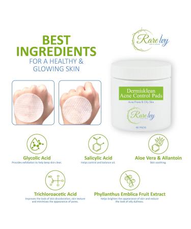 Dermisklean Acne Control Pads - Glycolic Acid Exfoliating Facial Pads for Acne Treatment Oil Control and Hydration | 60 Pads - Buy Online on GoSupps.com