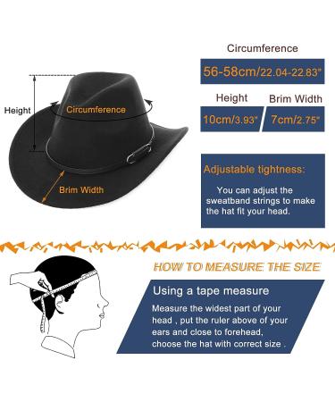 GEMVIE Roll Up Brim Cowboy Hat - Western Fedora for Men Women (Black, Size 7-7 1/8) - Buy Online on GoSupps.com