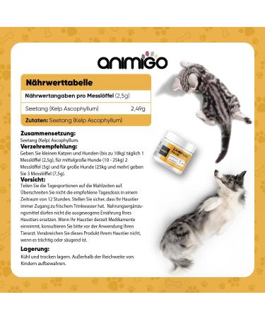 Animigo Tartar Remover for Dogs & Cats | Natural Dental Care Powder with Seaweed & Peppermint - 180g for Fresh Breath & Oral Hygiene - Buy Online on GoSupps.com