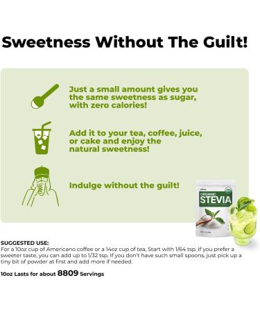 Viccoky Organic Stevia Extract Powder 13oz (370g) | Pure | Sugar-Free | 0 Calories | No Additives | Dissolves Easily | Super Sweet Sugar Substitute | Natural Sweetener - Buy Online on GoSupps.com