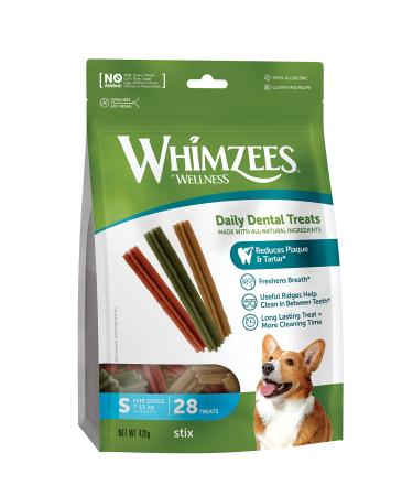 Whimzees by Wellness Stix natural grain -free dental care snacks couch sticks for small dogs 28 pieces size S bag - 28 pieces 420 g (1 Pack)
