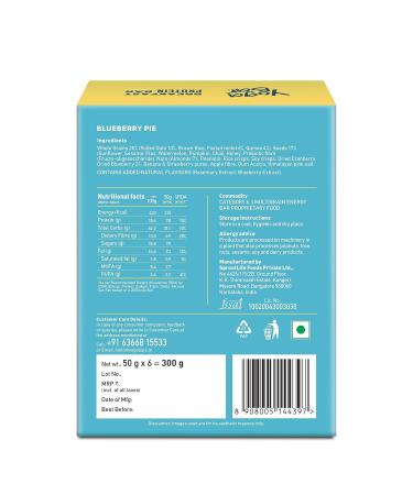 Buy Yoga.bar Blueberry Pie Protein Bars - Whole Grains & Fibre | 300g (50g x 6) - Healthy Breakfast Snack - International Shipping - Buy Online on GoSupps.com