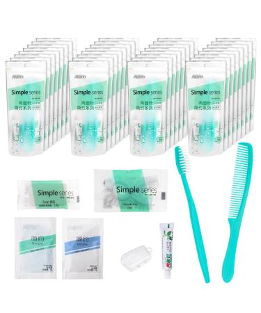 Toothbrush and toothpaste set individually packed with travel toothpaste and brush comb shampoo shower gel shower hood and soap suitable for hotels travel (50 sets)