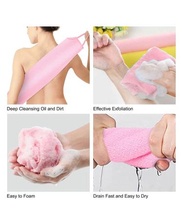WOVTE 2 Pack Stretchable Nylon Back Scrubber for Shower - Exfoliating Body Washcloth Towel for Deep Cleansing and Skin Massage - Men and Women - Buy Online on GoSupps.com