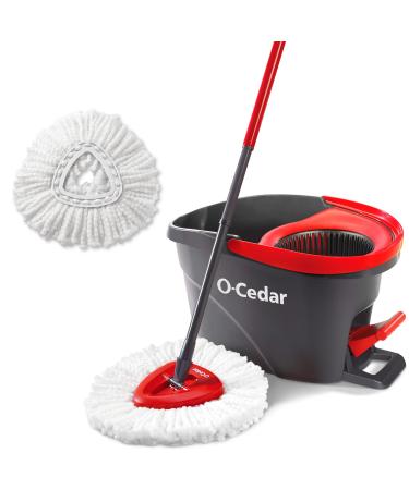 O-Cedar Easywring Microfiber Spin Mop & Bucket Floor Cleaning System with 1 Extra Refill