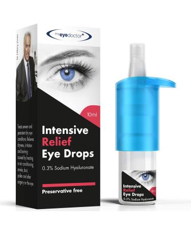 The Eye Doctor Eye Drops Intensive - Preservative Free Eye Drops for Dry Eye Relief - 0.3% Sodium Hyaluronate Relief for Tired & Itchy Eyes - Suitable for Contact Lenses - 10 ml - Easy to Use Bottle Intensive 10 ml (Pack of 1)