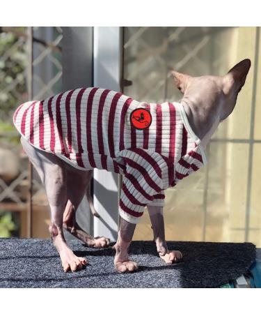 Warm Cotton Sweater for Sphynx Cats & Small Dogs - Red Striped Jumper Costume - Buy Online on GoSupps.com