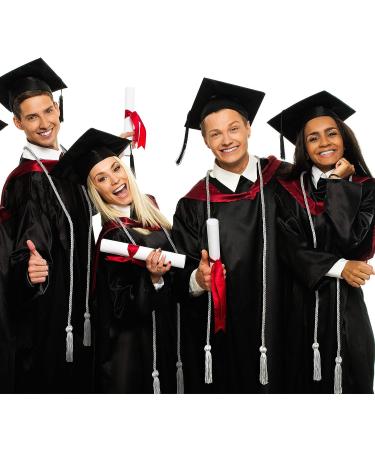 6-Piece Silver Graduation Honor Cords with Tassel - Braided Polyester Yarn for Students - Buy Online on GoSupps.com