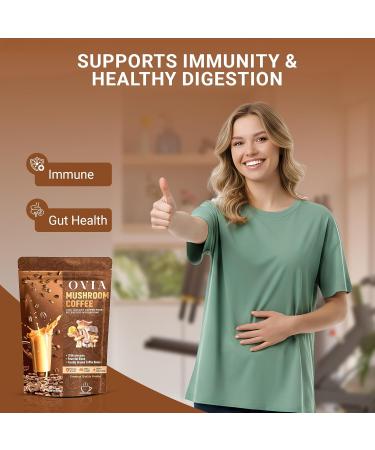 OVIA Natural 10 Mushroom Coffee with 3500mg for Weight Management, Focus & Gut Health - Daily Dose Ten Mushroom Coffee for Clean Energy - Low Caffeine Adaptogenic Instant Coffee with Lion s Mane,Chaga - Buy Online on GoSupps.com