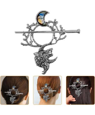 minkissy Viking Wolf Moon Hair Clips: Vintage Celti-c Knot Shawl Hairpins Retro Silver Alloy Viking Hair Barrette Hair Sticks for Women Girls Birthday Jewelry Accessories - Buy Online on GoSupps.com
