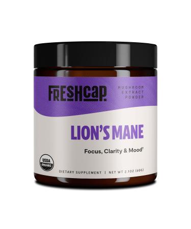 FreshCap, Lion's Mane Mushroom Brain and Focus Powder - Organic - 60 g- Supplement - Mental Clarity and Focus - Add to Coffee/Tea/Smoothies-Real Fruiting Body No Fillers (60 Gram)