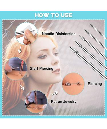 WZPB 100Pcs Mixed Sizes Body Piercing Needles - Disposable Hollow Needles for Ear, Nose, Lip, Eyebrow, Belly - Piercing Kit Supplies - Buy Online on GoSupps.com