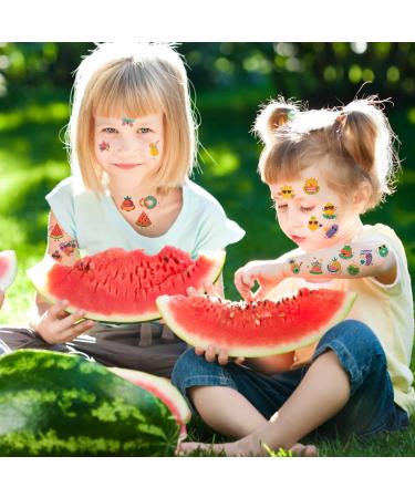 10 Sheets Summer Glitter Fruit Party Temporary Tattoos for Kids Cartoon Fruits Ocean Pattern Watermelon Pineapple Flamingos Tattoos Sticker Waterproof Body Stickers Favors for Makeup 2 - Buy Online on GoSupps.com