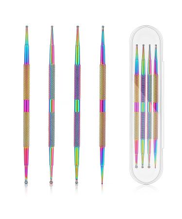 Jeffdad 4 piece Dotting Pen Set Professional Stainless Steel Strass Nail Art Dotting Tools Dual-Ended Strass Picker Several Sizes Nail Design Tool Point Park For Nail DIY Decoration (BUND)