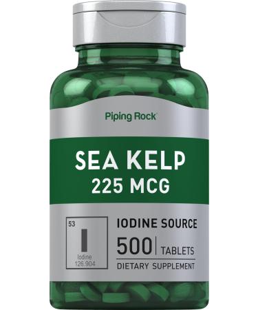 Piping Rock Sea Kelp Iodine Supplement | 225 mcg | 500 Tablets | Non-GMO Gluten Free