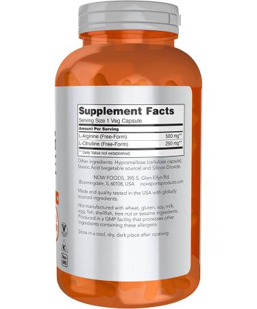 Now Foods Arginine & Citrulline 500/250 240 Capsules - Boost Performance and Circulation - Buy Online on GoSupps.com