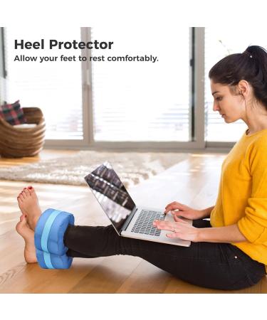 Toyoget Heel Protectors for Bed Sores - 2 Pcs Foot Elevation Pillows for Pressure Sores Relief - Ankle Cushion Support for Legs & Feet - Recovery Care Blue - Buy Online on GoSupps.com