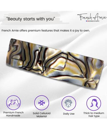 French Amie Onyx 1 Wide Celluloid Handmade Hair Clip Barrette - Elegant and Stylish - Buy Online on GoSupps.com