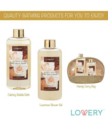 Fathers Day Luxury Home Spa Gift Basket - White Rose & Jasmine Scent - 13 Piece Bath & Body Set for Men & Women - Shower Gel, Bubble Bath, Body Scrub, Salts, 6 Bath Bombs, Pouf, Cosmetic Bag & Gold Tub - Buy Online on GoSupps.com