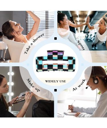 Whaline 6Pcs Colorful Checkered Hair Claw Clips - Y2K Rectangle Plaids Hair Jaw Clamp for Women and Girls - Non-Slip PVC Styling Accessories - Buy Online on GoSupps.com