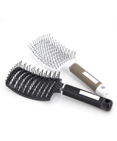 2 Pc Curved Vented Hair Brushes for Women  Eyxformula Anti Frizz Hair Detangling Brush for Long Thick Curly Hair  Paddle Blow Fast Drying Hair Detangler Wet Hair Brush Styling Tool 2PC Black & White - Buy Online on GoSupps.com