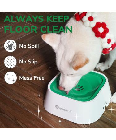 Lumoleaf 1L No-Drool Dog Water Bowl | Leak-Proof Anti-Schwapp Travel-Friendly Cat & Dog Dispenser (Green) - Buy Online on GoSupps.com