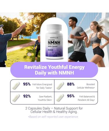 USMIRALAB Pure NMNH Supplement Capsules: More Effective Than Nicotinamide Riboside | Boost Cellular Vitality Anti-Aging & Energy | Vegan Non-GMO | 120 Capsules (60 Servings) - Buy Online on GoSupps.com