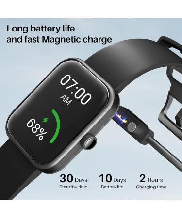 TOZO S2 44mm Smart Watch with Alexa, Heart Rate Monitor, Blood Oxygen Monitor, Sleep Tracker, 5ATM Waterproof, HD Touchscreen. Compatible with iPhone & Android - Black Matter - Buy Online on GoSupps.com