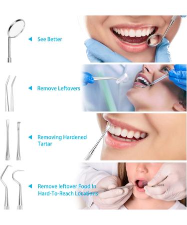 Kasimir 8-Piece Professional Dental Care Set | Tartar Remover & Stainless Steel Tools | Dentist Instrument Kit with Tweezers Mouth Mirror & Scaler - Buy Online on GoSupps.com