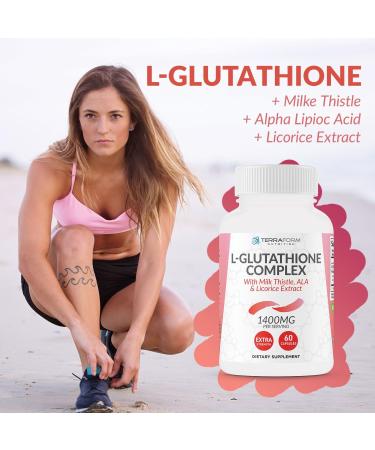 Terraform Nutrition L-Glutathione Supplement - 1000mg Free Radical Neutralizer - Boost Immunity & Detox - 30 Servings 60 Capsules - Shop Internationally - Buy Online on GoSupps.com